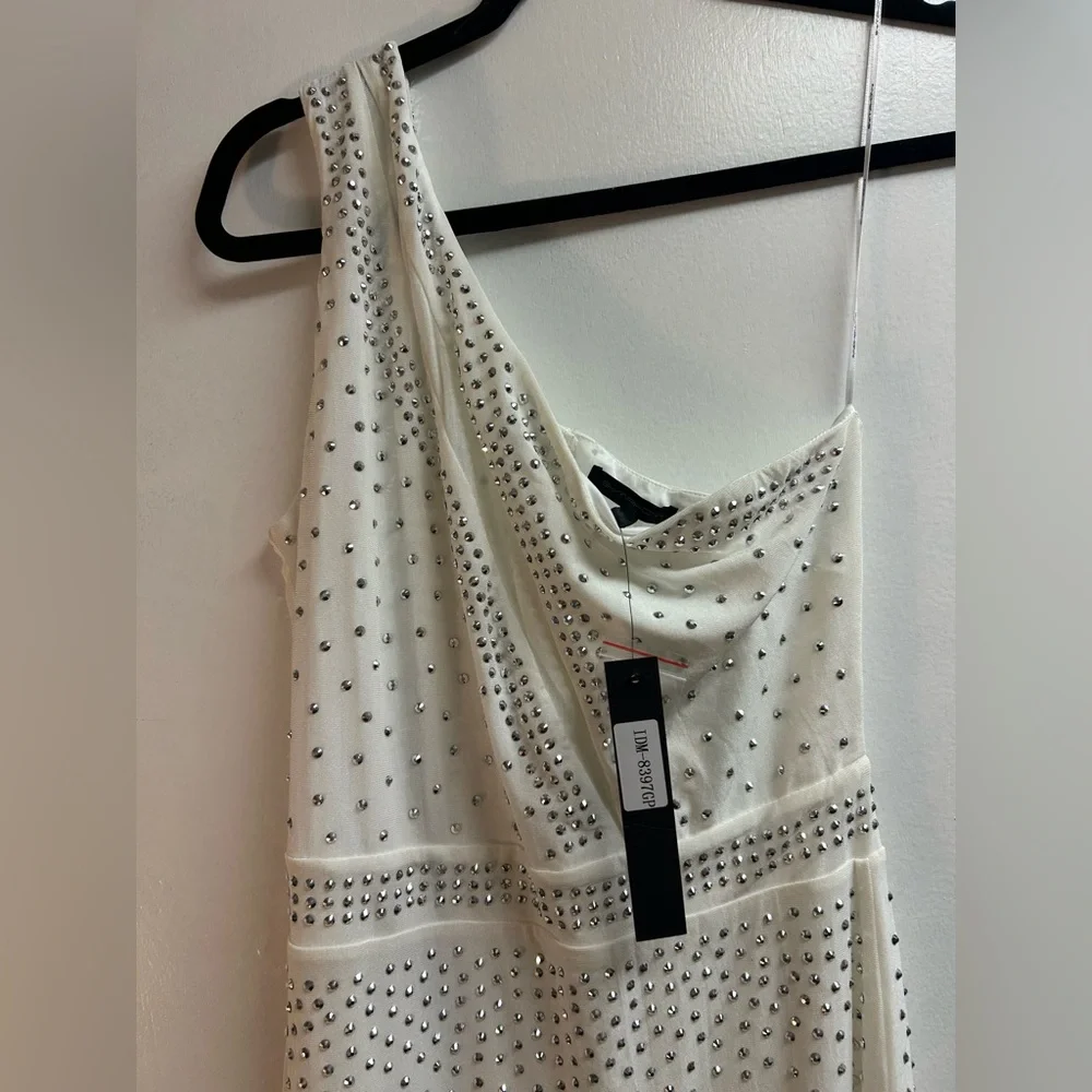 Symphony White One-Shoulder Dress with Slit - Picture 5 of 14